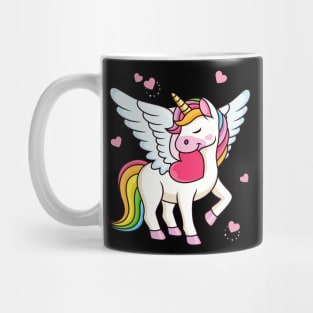 Cute Unicorn With Hearts And Wings for Girls Mug